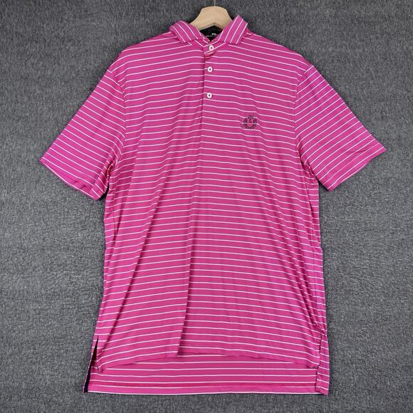 Ralph Lauren RLX Polo Shirt Mens M Pink Striped Golf Performance Athletic Active - Picture 1 of 7
